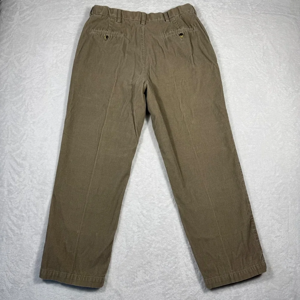 Haggar Men's Tan Brown Corduroy Pants Straight Leg Cotton 34x30‎ Casual Trousers